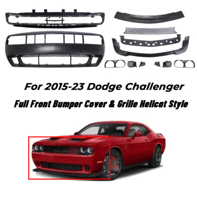 New Full Front Bumper Cover & Lip Hellcat Style For 2015-2023 Dodge Challenger
