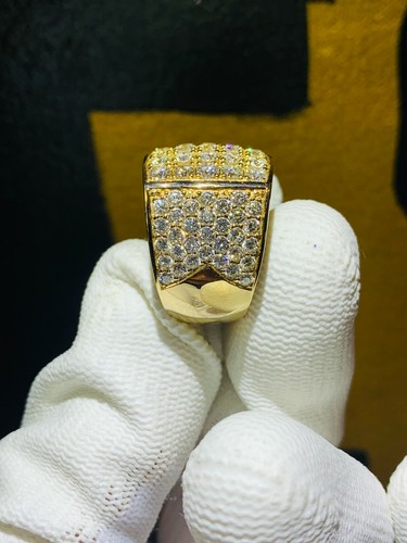 18K Yellow Gold 3.5CT VS Mens Diamond Ring - Picture 5 of 12