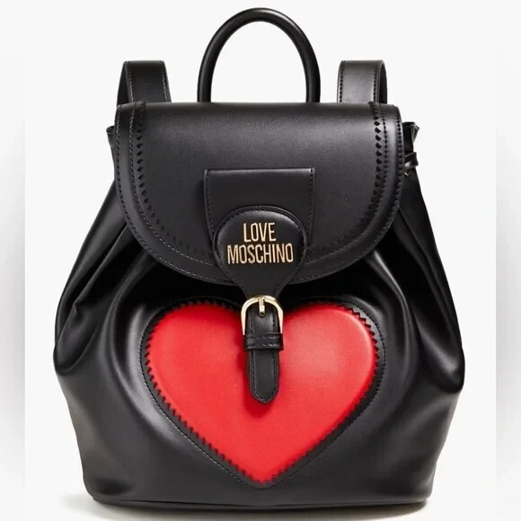 New Love Moschino Black Backpack with Red Heart | eBay