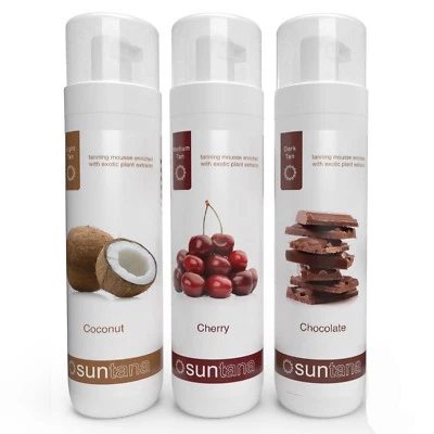 SUNTANA SPRAY TAN LTD Bräunungsmousse Combo - 3 x Suntana Selbstbräuner (duftend; hell, mittel & dunkelbräune)
