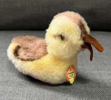 RARE VINTAGE 60's STEIFF 4" DUCKLING DUCK GERMANY 3380 YELLOW W/ BUTTON TAG WOOL
