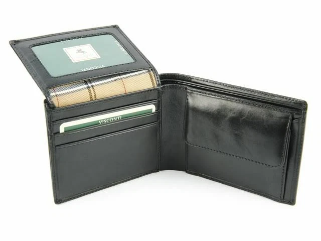Cartera plegable de cuero real Visconti, negra, MZ4 Monza, bloqueo RFID, caja de regalo Foto 3 de 4