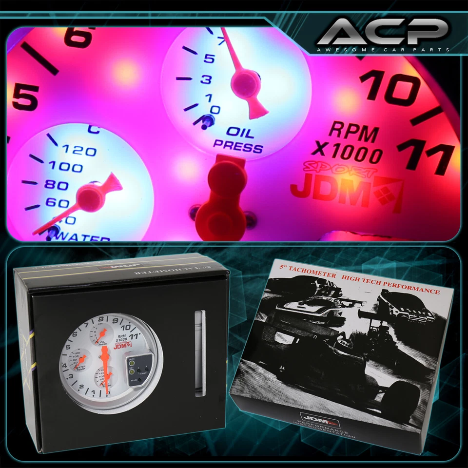 Medidor de tacómetro 4 en 1 RPM para Dodge Jeep Sport con kit de luz de cambio blanco Foto 2 de 4