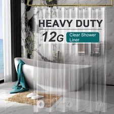 Amazerbath Heavy Duty Shower Curtain Liner 12 Gauge, 72 X 84 Inches Clear Shower