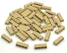 Lego 50 New Tan Bricks Modified 1 x 4 with Masonry Profile Pieces