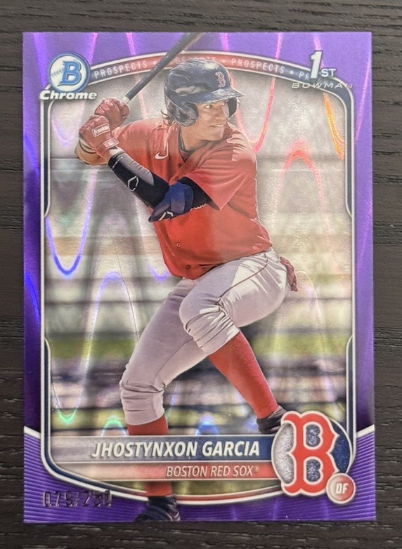 2025 Bowman Chrome Red Sox  1st Bowman Jhostynxon Garcia Purple RayWave /250