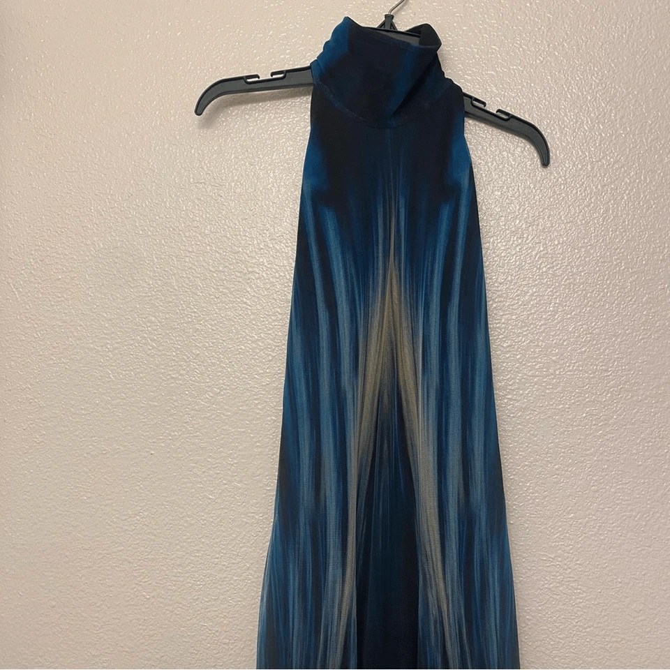 Dance Inked unitard mesh blue print costume jumpsuit acro halter MA-Medium adul - Imagem 3 de 4