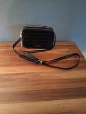 Ted Baker Stina Black Croc Double Zip Mini Camera Crossbody Shoulder Bag