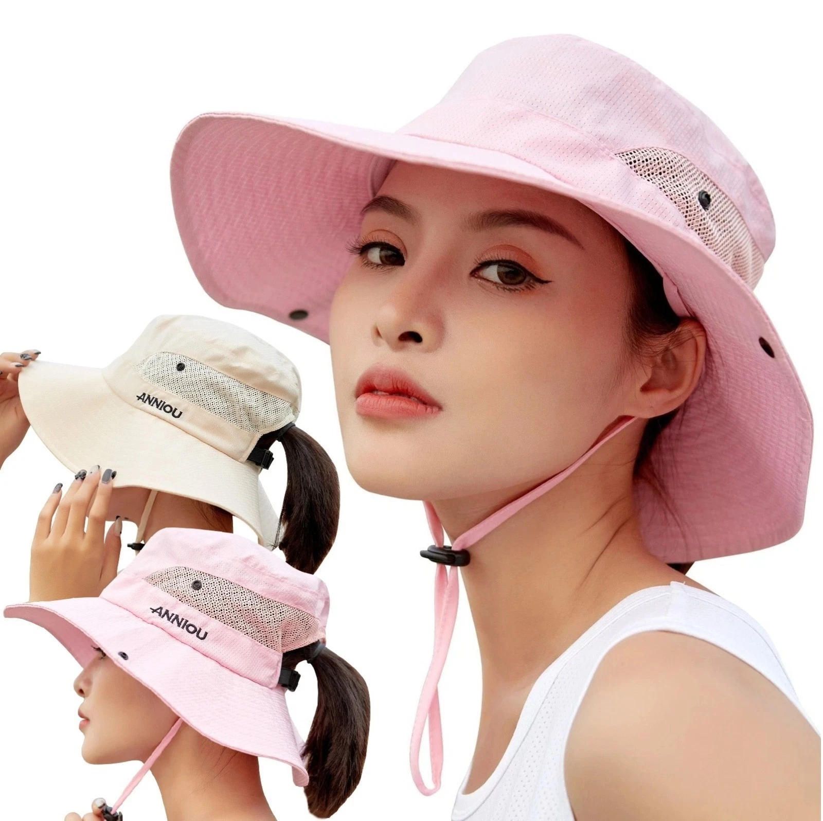 UPF 40+ Wide-Brim Packable Bucket Hat • Adjustable Sun Protection Hat for Women