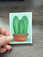 ACEO Art Card Original Cute House Plant Succulent Cactus Garden all.things.ali