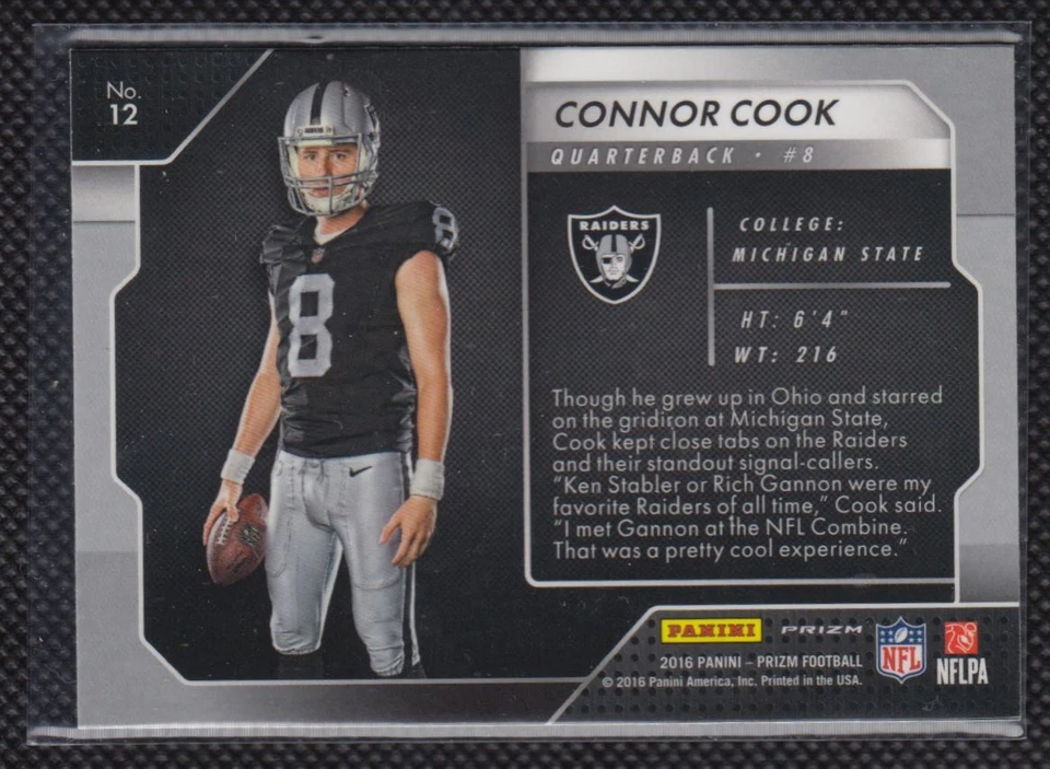 2016 Panini Prizm Rookie Introductions Connor Cook Oakland Raiders #12 - Image 2 of 2