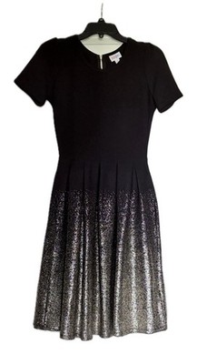 Lularoe Elegant Black Gold Shimmer Amelia Zip Pocket Dress Small STUNNING NEW