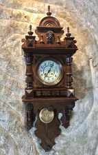 Antique Germany GUSTAV BECKER Vienna,Strikes,Clock,walnut Case,porcelain Dial