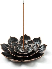 Brass Lotus Incense Burner – Stick Holder with Detachable Ash Catcher