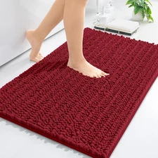 Arotive Luxury Chenille Bathroom Rug Mat, Extra Soft Thick 30" x 17", Red 