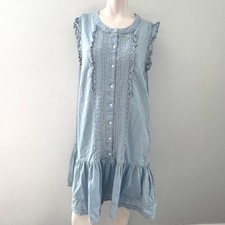 Draper James RSVP Chambray Dress XL Ruffle Tiered Cottagecore Boho Chic Romantic