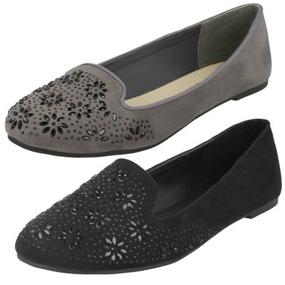 Spot On Women's Flat Slip On Ballet Flats