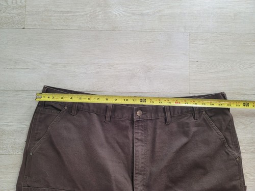 Lote de 2 pantalones de trabajo utilitarios Carhartt B136 marrón verde lona doble frente 44x30 - Imagen 18 de 19