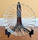 Vintage Federal Glass Rhythm Clear Swirl 11" Round Platter Serving Dish