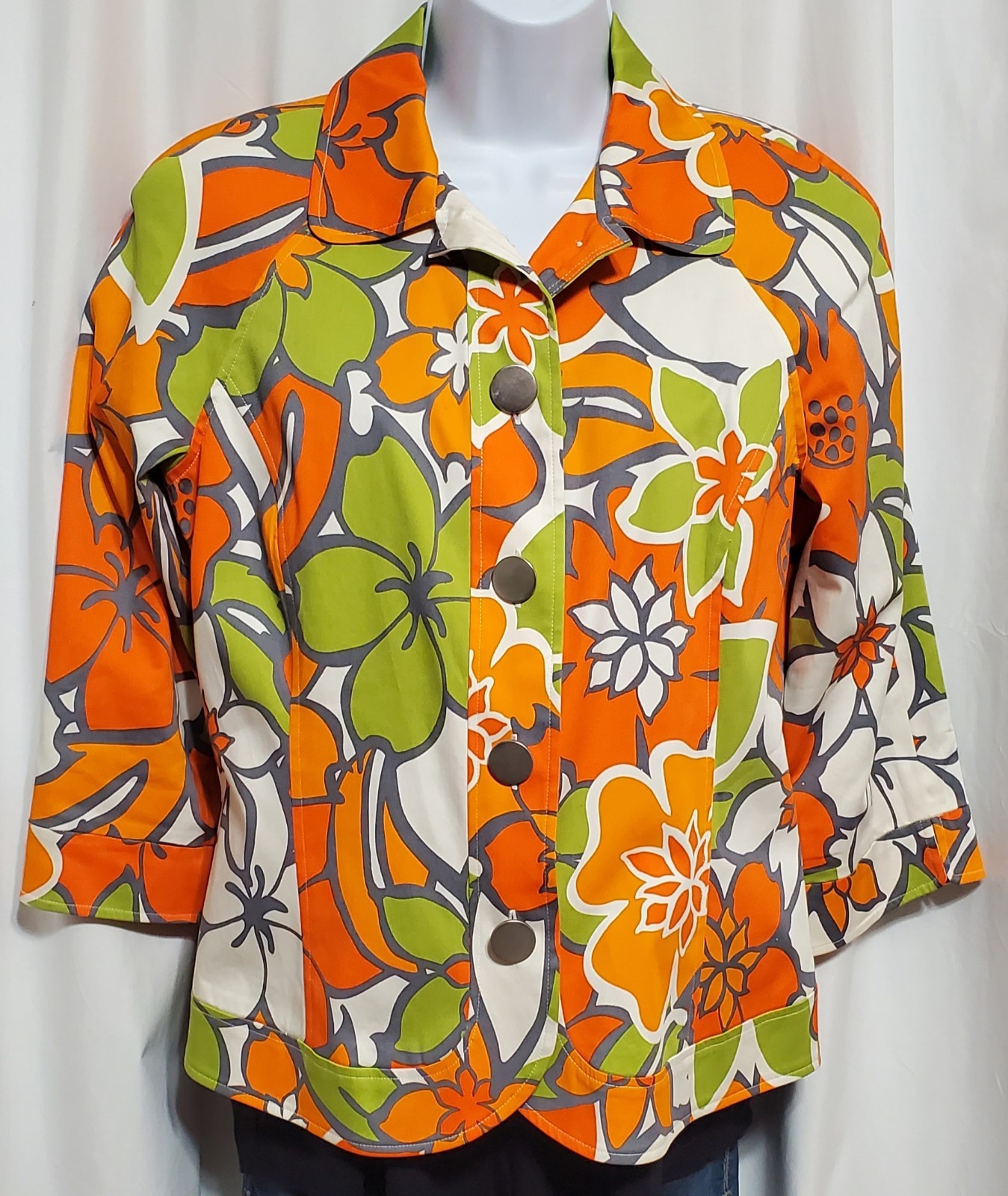 Multiples Orange Multicolor Button Up Jacket Wome… - image 1