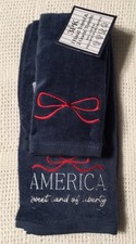 Set 3 AMERICA SWEET LAND OF LIBERTY HAND TOWEL  2 GUEST TOWELS Embroidered NWT