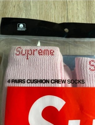 🧦 Supreme x Hanes Pink Crew Socks 4 Pack Size 6-12 Streetwear