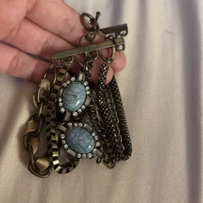 Charming Charlie Multi Stack Bracelet Bronze Tone Turquoise 