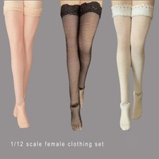 1/12 Scale Fishnet Lace Mesh Stockings Black Fit 6" Female Action Figure Body