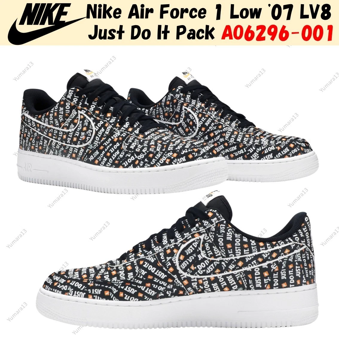 Nike Air Force 1 Low \'07 LV8 Just Do It 2018 - AO6296-001 All-Over Print‎ s-l400.jpg main image 3