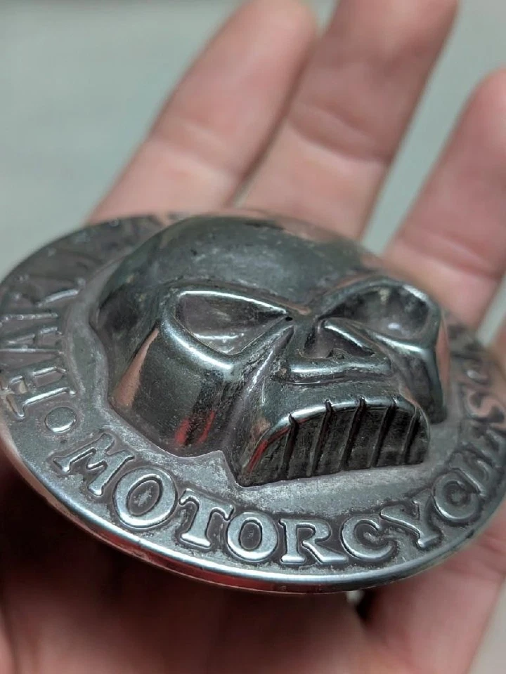 Hebilla de cinturón vintage WILLIE G HARLEY DAVIDSON metal cromado calavera motocicleta Y2K Foto 4 de 4