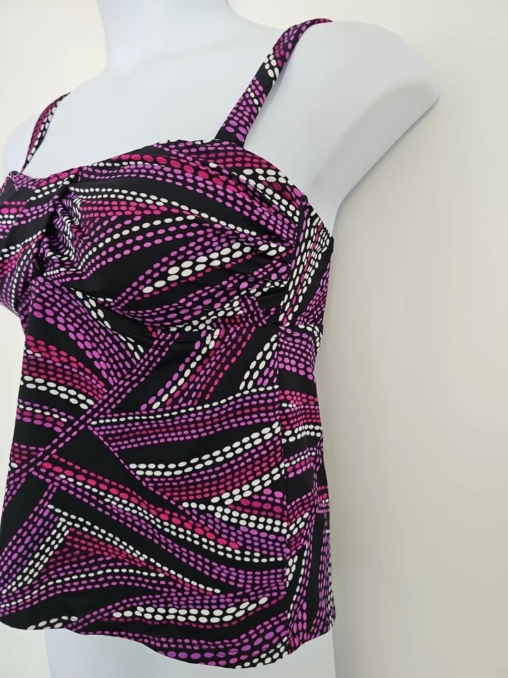 Traje de baño Sonoma Tankini Top Talla 14 Multicolor Lunares Retorcido Frontal Estante Sujetador Foto 4 de 4