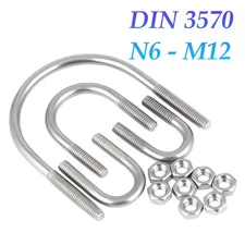 DIN 3570 U Bolts & Nuts A2 Stainless Steel For Standard Pipe M6 M8 M10 M12