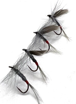 4, 6 oder 8 Forellen Fliegenfischen Fliegen trocken Eisen blaue Segge Widerhaken/ohne Widerhaken 12, 14, 16