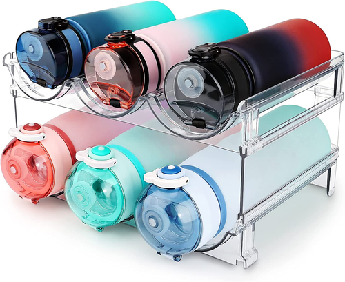 Water Bottle Organizer for Cabinet, Water Bottle Storage Organizer, 2 Packs Wate