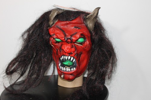LIGHT-UP RED DEVIL MASK Satan Demon Horror Scary Evil Halloween Adult