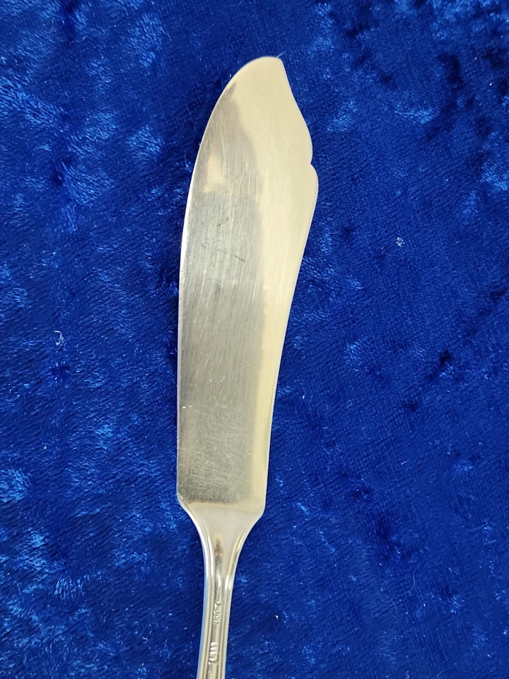 Cuchillo de mantequilla Wm A Rogers A1 Plus Oneida Meadowbrook plateado 1936 mango plano Foto 3 de 4