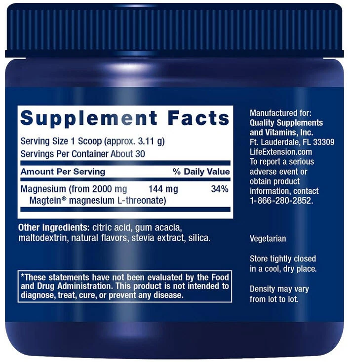 NEURO-MAG Magnesio L-Treonato POLVO PERFORADOR TROPICAL 4 BOTELLAS EXTENSIÓN DE VIDA Foto 2 de 4