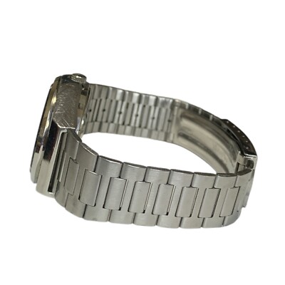 SEIKO Quartz QZ 0923-8040 DayDate Silver Case Silver Dial