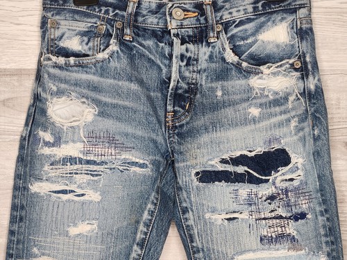 MOUSSY Vintage Destroyed Mid Rise Slim Tapered SAAB Denim Jeans Size 25 - Picture 2 of 8