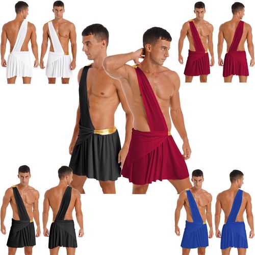 Men Costume Wrestling Singlet Dress Halloween Skirt Party Uniform Theme Ruffle - Picture 4 of 52