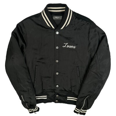 Amiri Size M Bomber Jacket Black Lovers Embroidered Logo