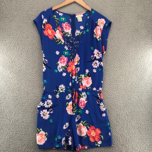 Matilda Jane Romper Womens Large Out And About Hello Lovely Blue Multi Floral - 第 1/13 張圖片
