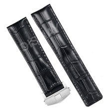DISMAY 19mm Lederarmband Für Carrera TWIN TIME calibre 7 Armbanduhr Schwarz
