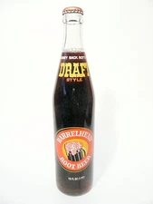 vintage ACL Soda Pop Bottle:  full bottle  BARRELHEAD ROOT BEER - 16   oz ACL