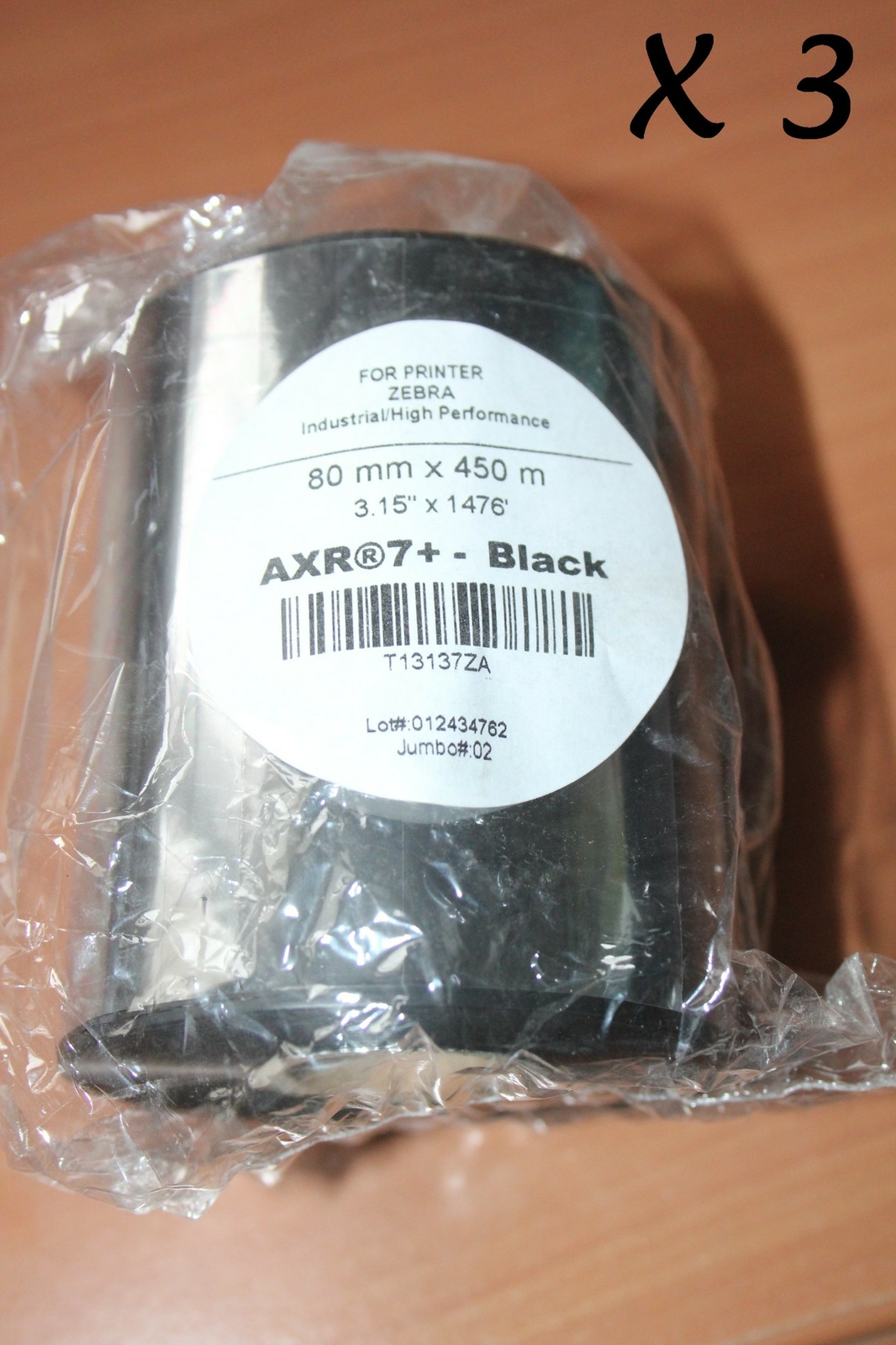 Ribbon résine ZEBRA AXR7+ 80mm x 450m - Anti-frottement (Lot de 3)