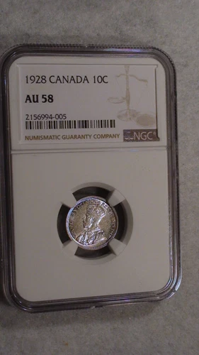 1928 Canada Ten Cents NGC AU58 SILVER 10C Coin PRICED TO SELL!