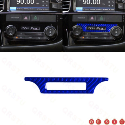 For Mitsubishi Outlander 14-16 Blue Carbon Fiber Climate Control LCD Frame Trim