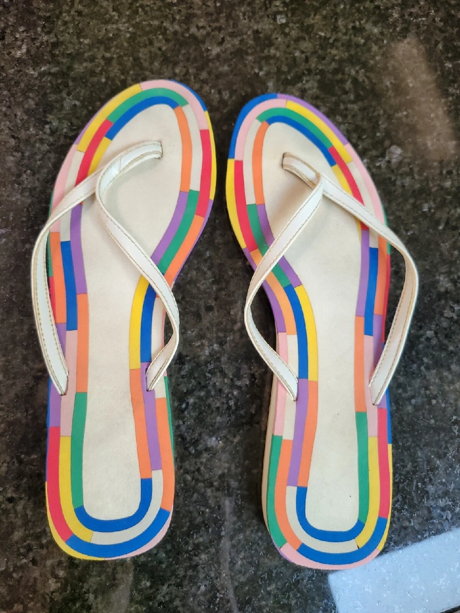 Vintage Retro Ladies Colorblock Sandals Flip Flops 60s 70s