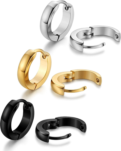 Hypoallergenic Small Hoop Earrings for Men Women 316L Surgical Stainless Steel G