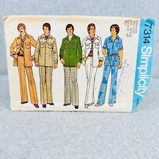 Simplicity 7314 Button Up ShirtJacket and Pants Mens Chest 38 40 Vintage Pattern